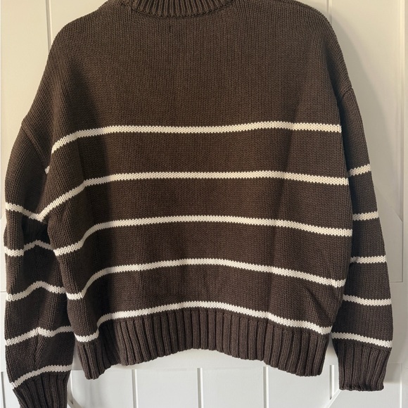 Quince Brown Striped Crewneck Sweater, 100% Organic Cotton - Picture 5 of 9